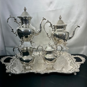 5pc Silver Plated Coffee and Tea Set, BIM14 pattern by Birmingham