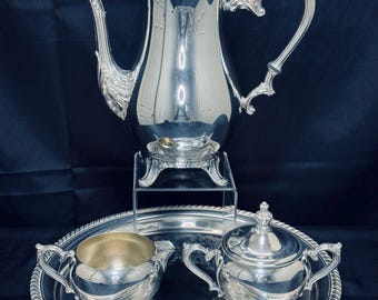 Vintage Cooper Brothers Silver Plated Tea Set: Sheraton Pattern