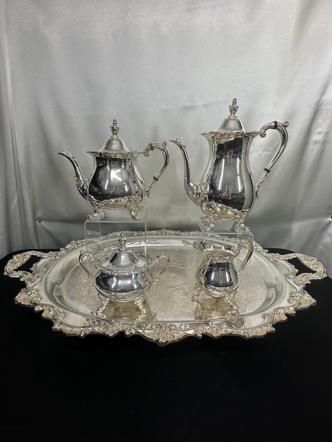5pc Silver Plated Coffee and Tea Set by Poole, Pattern