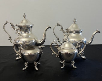 Birmingham Silver Co. Silverplated Tea Set: BIM14, 4-Piece Footed Design