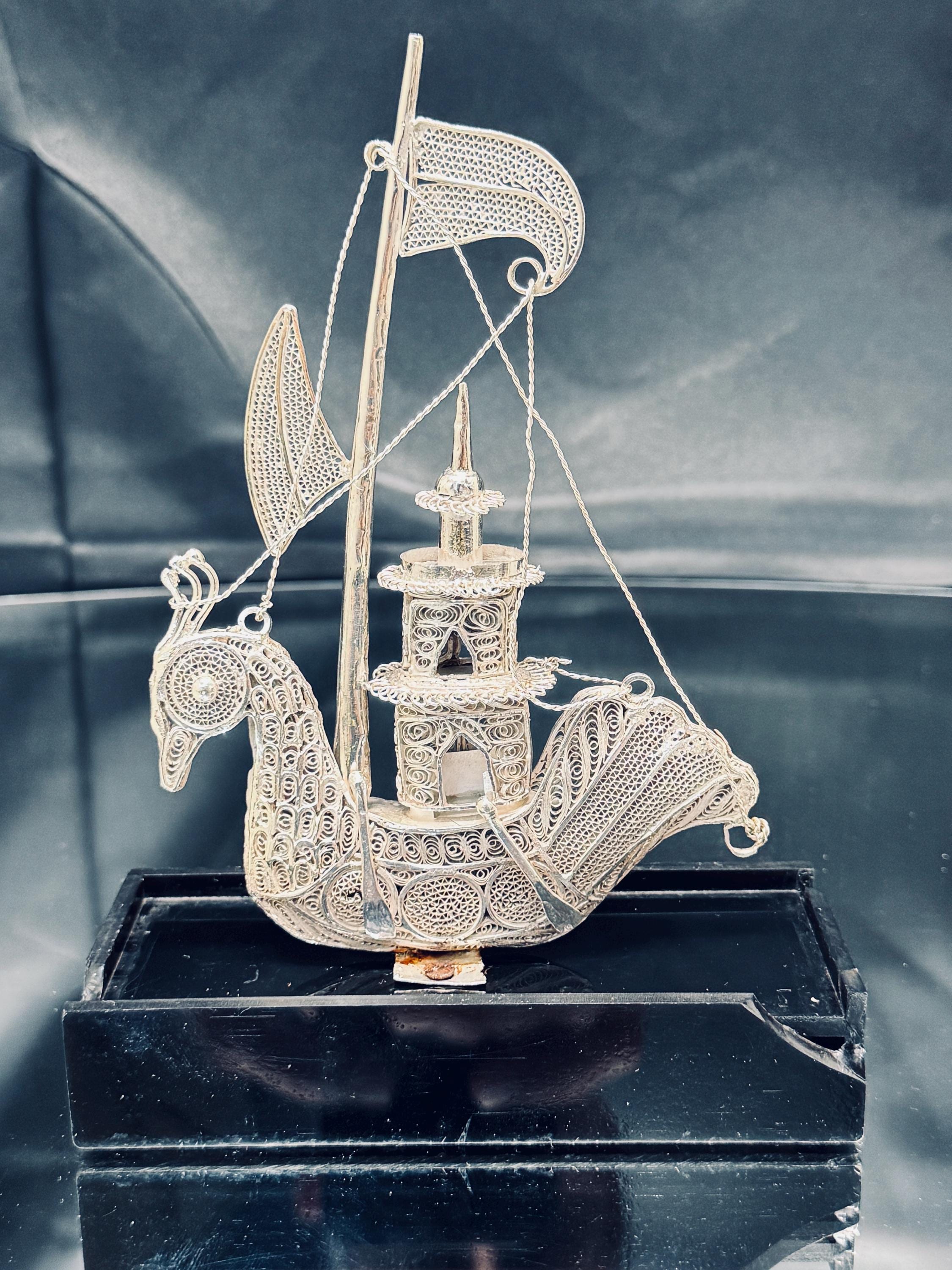 銀製 帆船 透かし彫り細工 sailing ship sv900 銀製 帆船 透かし彫り