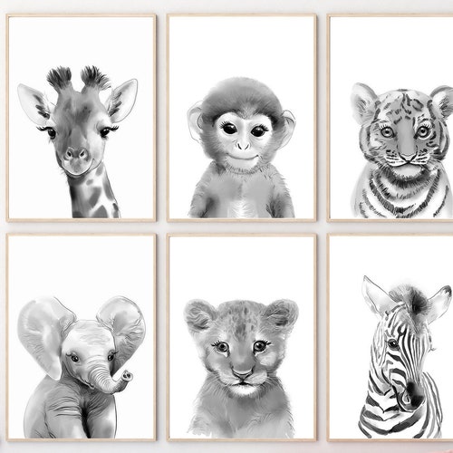 Nursery Baby Animal Prints Nursery Print Safari Animal Wall Etsy UK