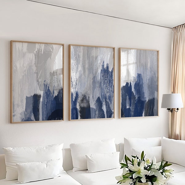 Navy Abstract Art Etsy UK