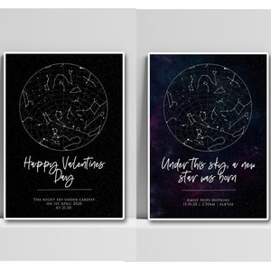 PHYSICAL Star Map Print Custom, Star Chart Poster, Astronomy Gifts Galaxy Art Print, Constellation Map Fathers Day Gift Print, UNFRAMED