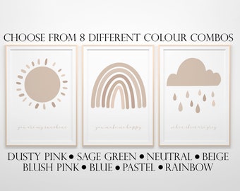Nursery Prints, Neutral Beige, Unisex Nursery Decor, Nursery Wall Art,  Nursery Decor, Set of 3 prints, You Are My Sunshine Prints Set Of 3