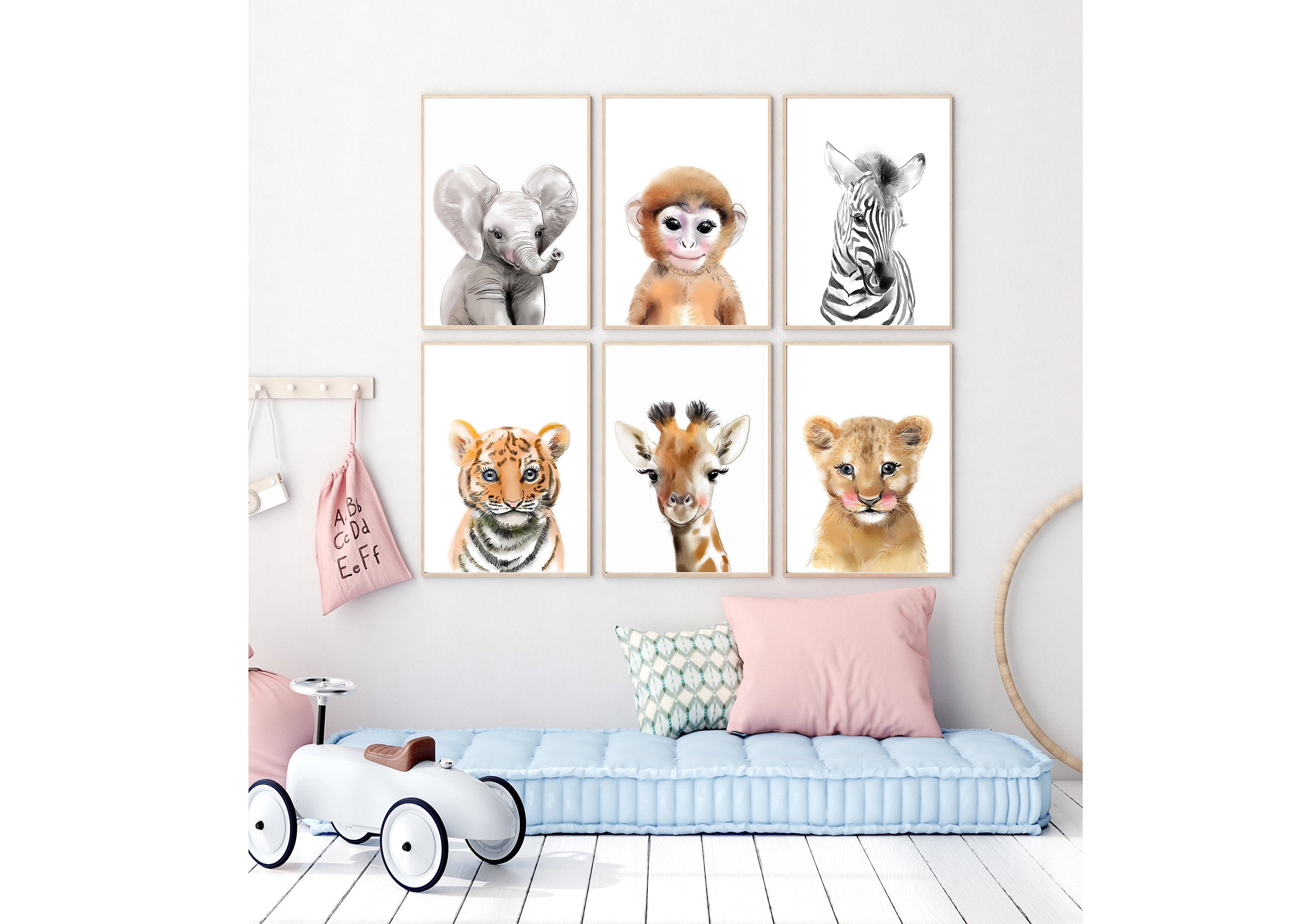 Set of 6 Nursery Baby Animal Prints Nursery Print Safari | Etsy