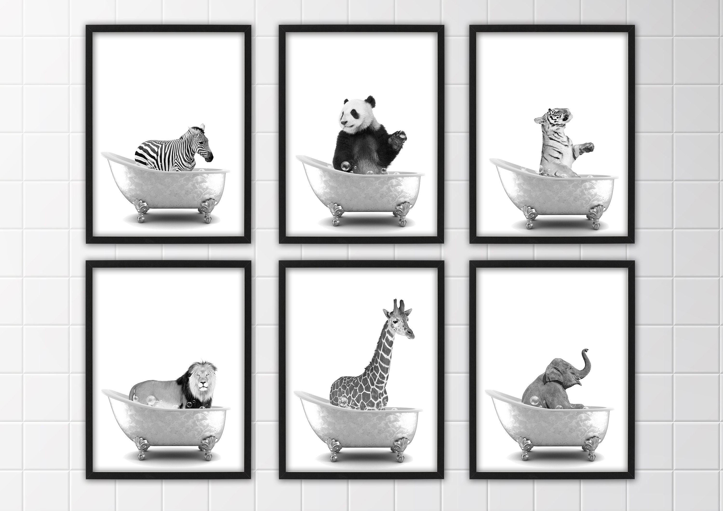 Animals in Bath Bathtub Unframed Wall Art Print Poster Home Etsy