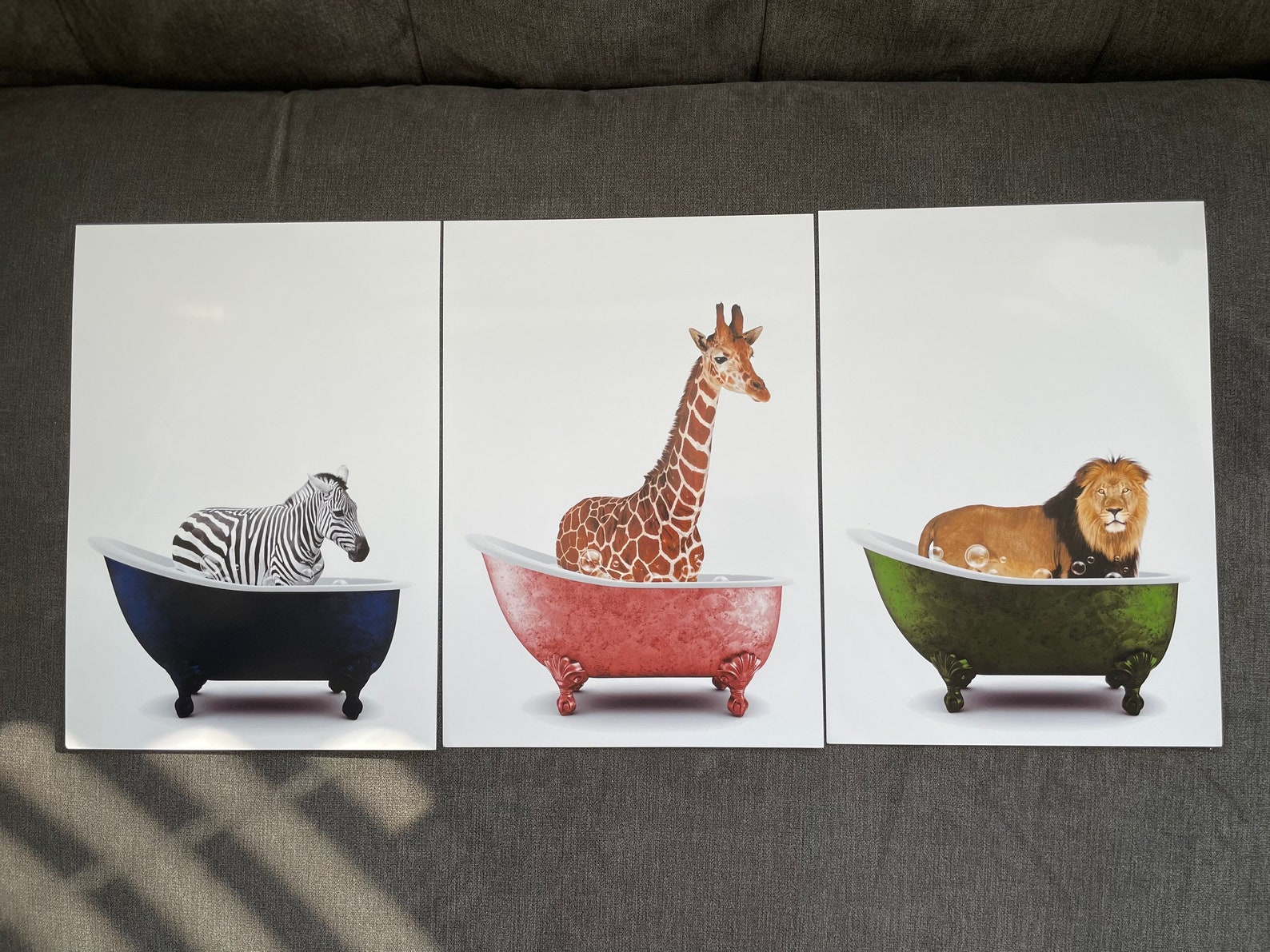 Animals in Bath Bathtub Unframed Wall Art Print Poster Home | Etsy