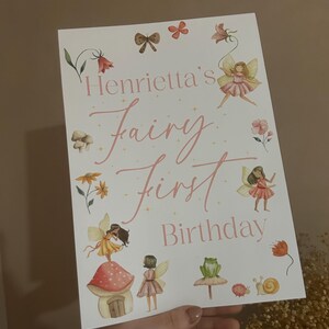 Fairy Theme First Birthday Sign | Paper Poster, Fairy First Birthday Sign, Welcome Sign, Personalised Sign, First Birthday Decor image 3