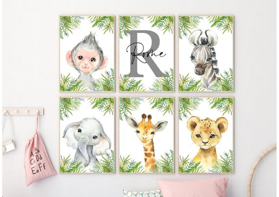 Set of Nursery Baby Animal Prints, Nursery Print, Safari Animal