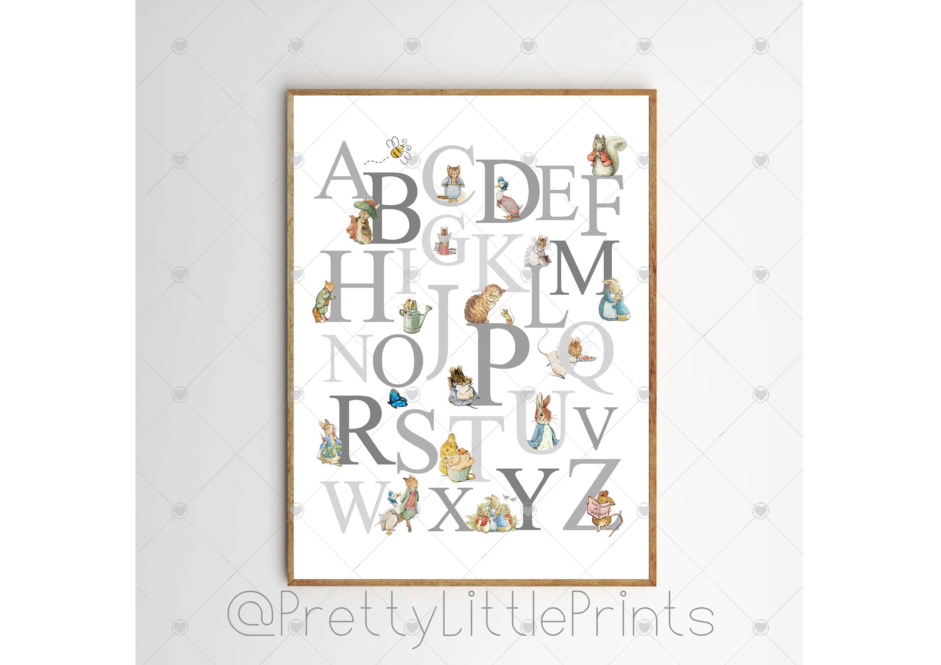 peter rabbit alphabet print a4 etsy