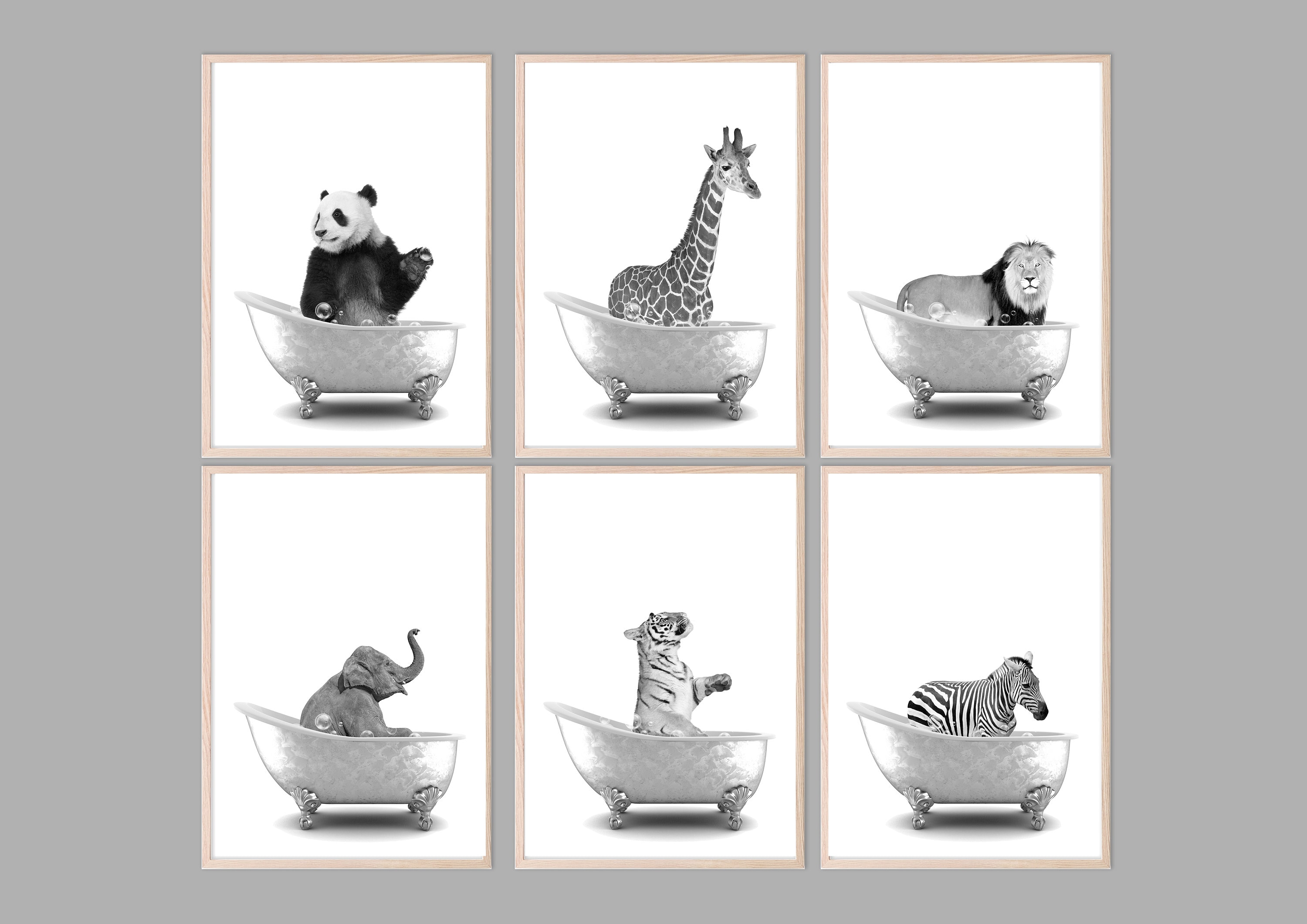 Animals in Bath Bathtub Unframed Wall Art Print Poster Home Etsy UK