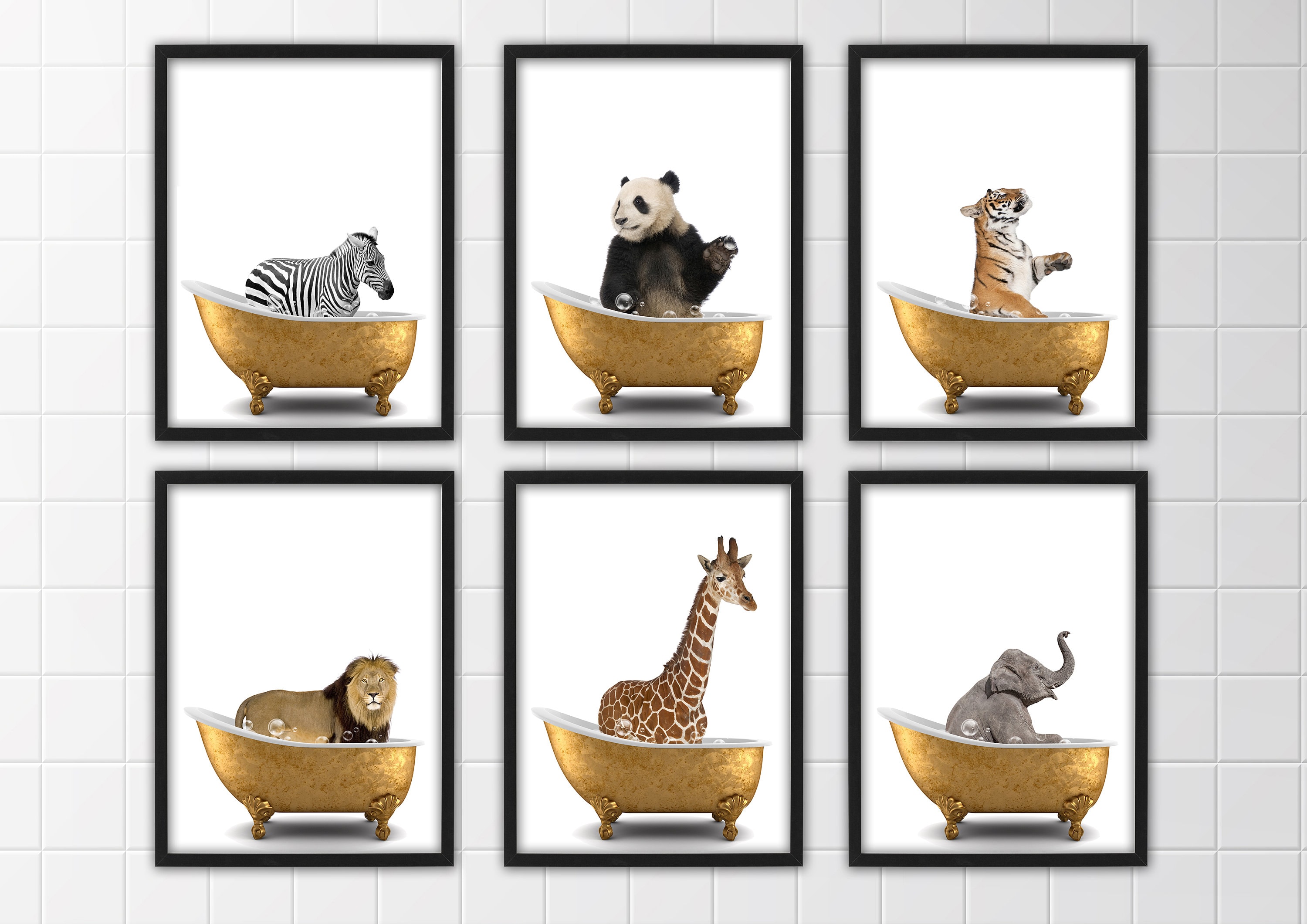 Animals in Bath Bathtub Unframed Wall Art Print Poster Home - Etsy UK