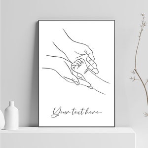 Family Hands Line Drawing, Line Drawing Print, Baby Handprint, Family Wall Art, Family Portrait, Nursery Print, Line Art, Fathers Day Gift
