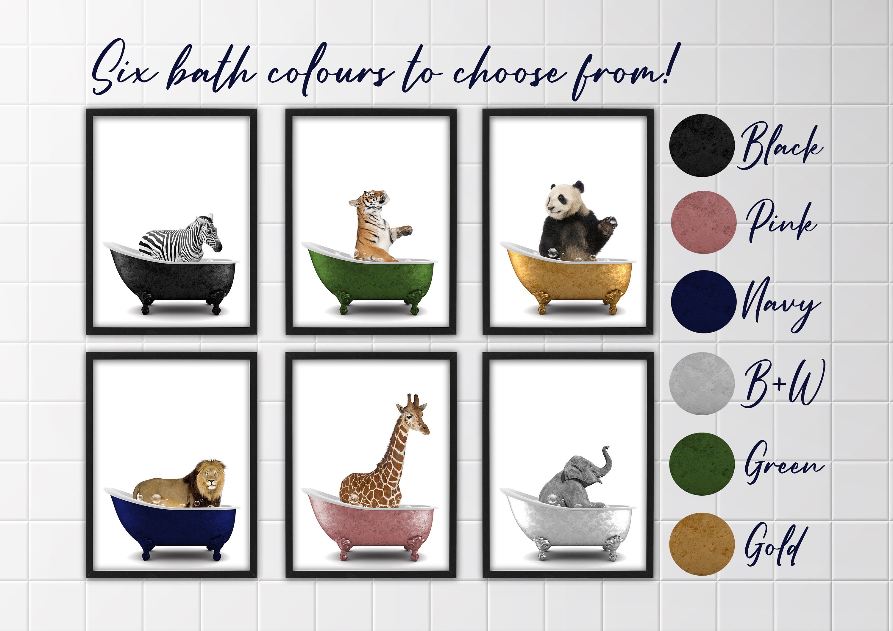 Animals in Bath Bathtub Unframed Wall Art Print Poster Home Etsy