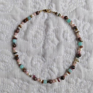 Turmalina perla de agua dulce gargantilla jade joyería lindo collar girly teen regalo de cumpleaños