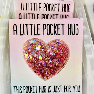 Mystery Resin Glitter Pocket Hug Heart, Valentine&#39;s Day Gift, Just because, Sympathy Gift