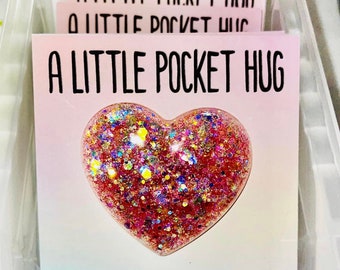 Mystery Resin Glitter Pocket Hug Heart