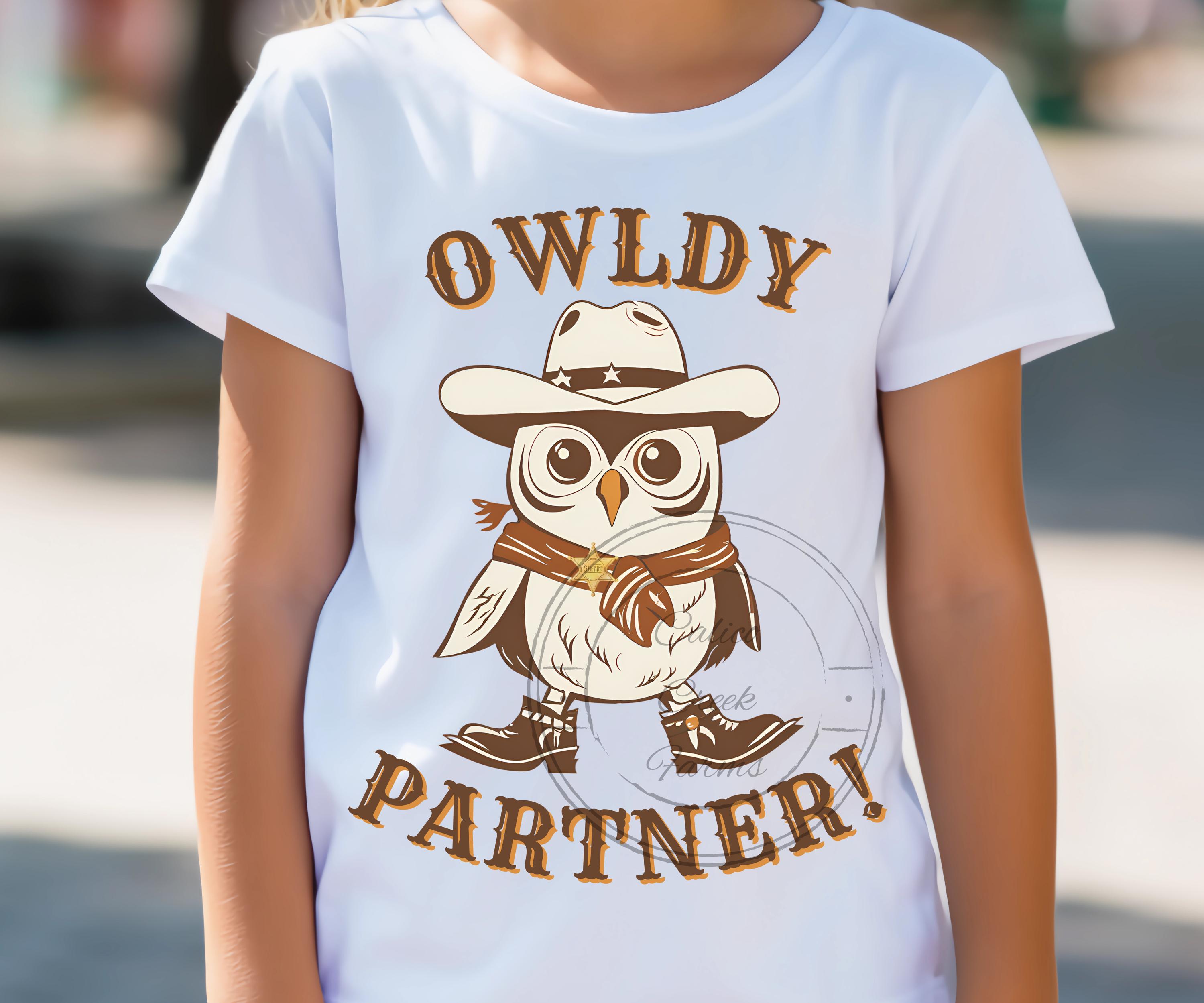 Owldy Howdy Partner, Sheriff Owl, bird, Wild West, Western, Howdy, PNG ONLY digital design, sublimat