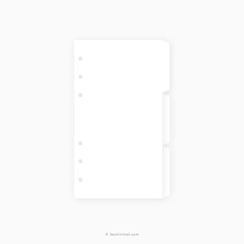 May include: White paper divider with three tabs and six holes on the left side.