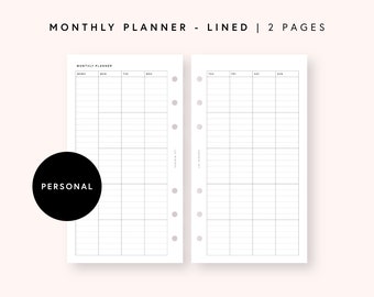 Month on Two Pages Personal Planner Inserts MO2P Undated - Etsy