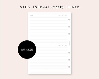 May include: A white A5 size daily journal with lined pages and a black header that says "DAILY JOURNAL (2D1P) | LINED". The journal has a hole punch on the left side for a binder.