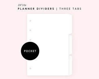 Pocket Rings Editable Dividers Template, Printable Planner 3 Side Tabs, Custom Blank Tabbed Dashboards, Page Bookmarks Index | DV106
