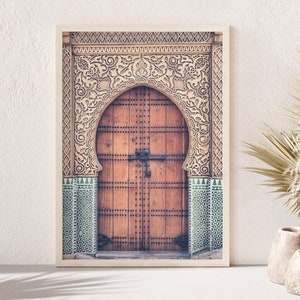 Printable Moroccan door photo, pastel boho digital art print, arabic architecture print, Instant Download