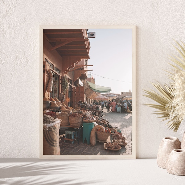 Photo imprimable d'un souk de Marrakech, impression marocaine, art mural bohème, téléchargement immédiat