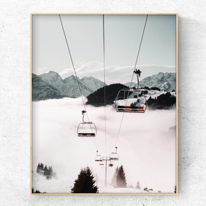 Download Printable Photo of a dreamy ski lift in the snow vertical Digital Art Print