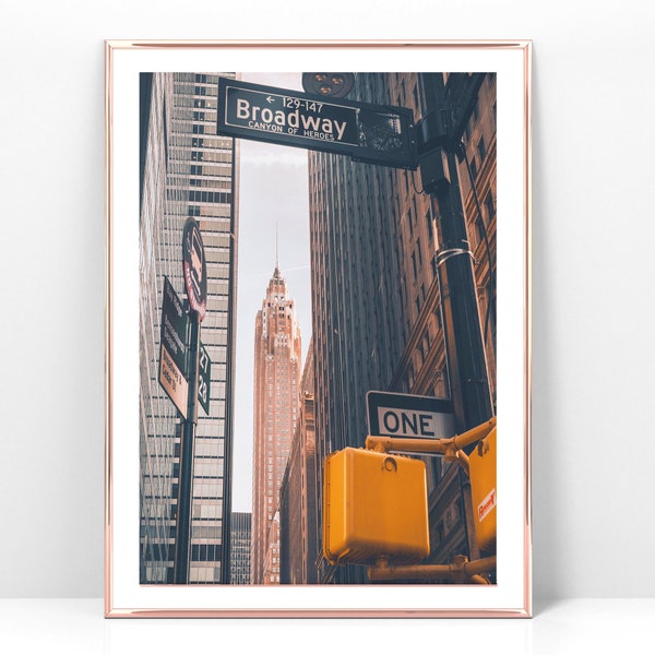 Printable photo of a Broadway sign in Manhattan, New York City digital print, Instant download