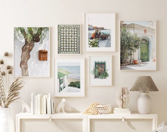 Mediterranean set of 6 prints, Portugal digital art print, summer gallery wall, Instant Download