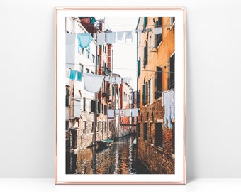 Printable photo of Laundry in Venice, Italy digital art print, Mediterranean photo, Laundry room decor, Instant Download