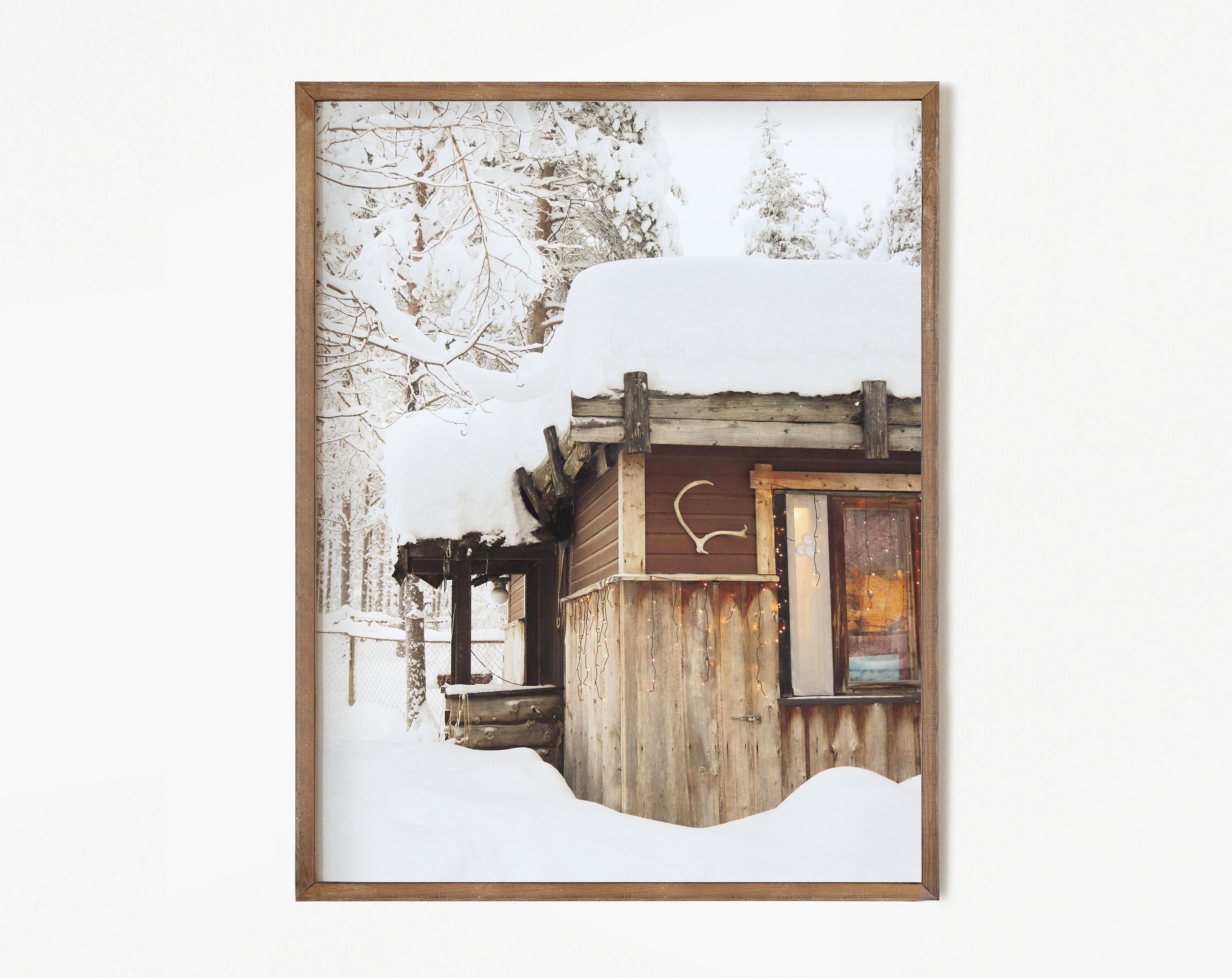 Printable Winter Log Cabin Photo, Farmhouse Christmas, Rustic Cabin ...