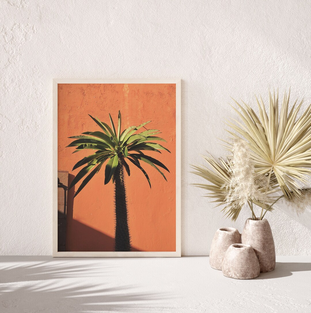 Printable Palm Tree Photo, Desert Art Print, Burnt Orange Boho Print ...