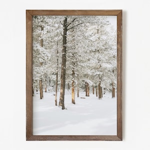 Winter Set of 6 Prints, White Reindeer, Snow Forest Photo, Log Cabin ...