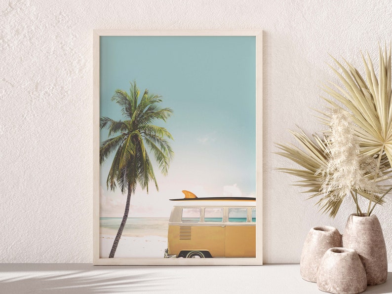Printable Photo of an Yellow Retro Camper Van With a | Etsy