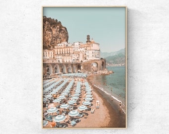 Printable Amalfi Coast photo, Italy digital art print, pastel summer decor, Positano print, Instant Download