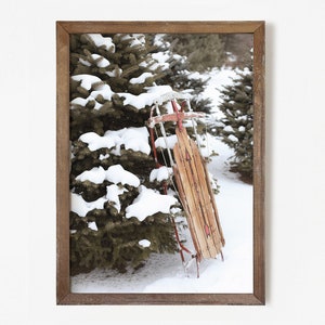 Winter Set of 6 Prints, White Reindeer, Snow Forest Photo, Log Cabin ...