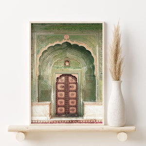 Digital print of a green Indian door, Jaipur door print, Bollywood decor, Printable Boho wall art, Udaipur Door photo, Instant Download