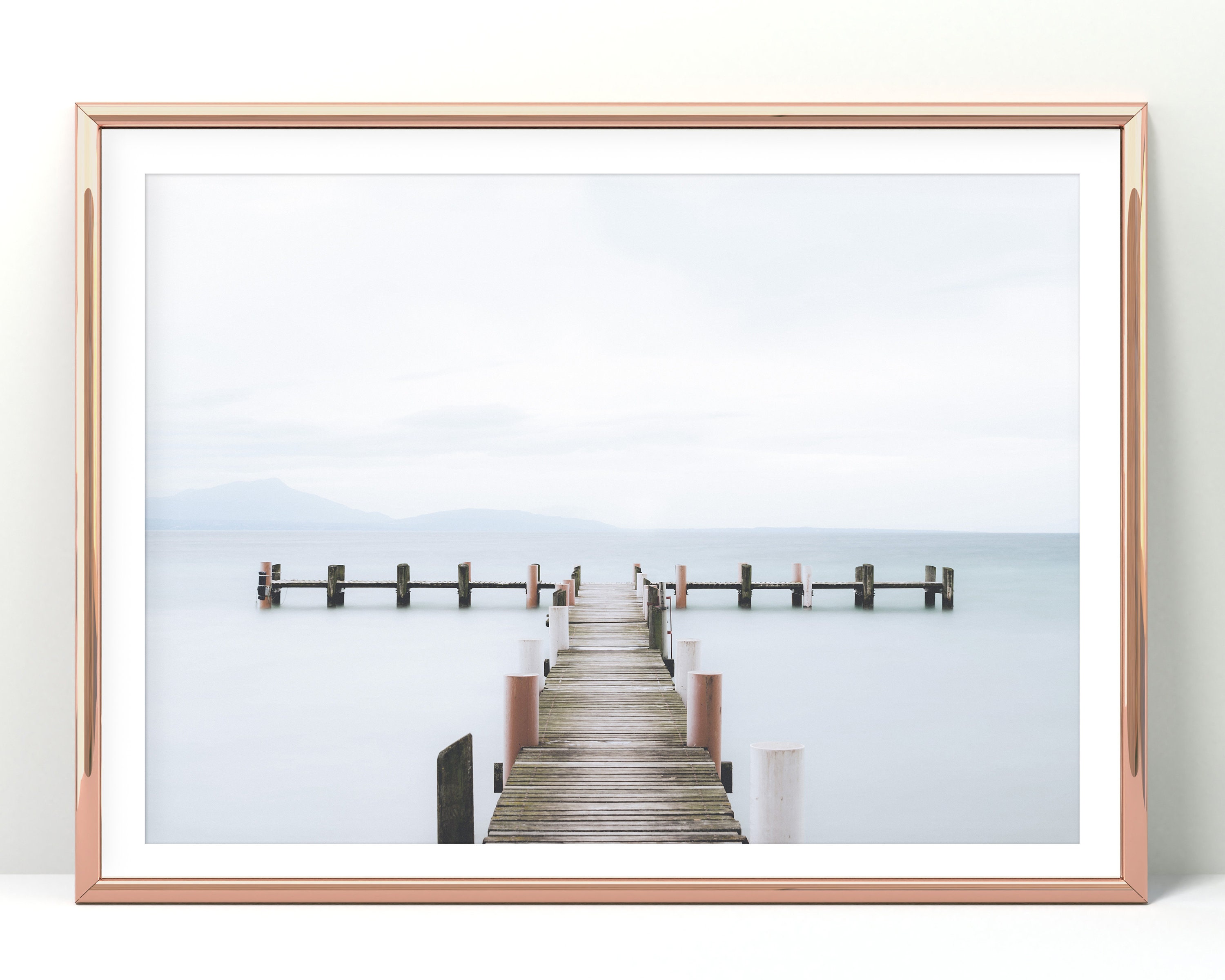 Coastal Print Printable Coastal Wall Art Pastel Blue Jetty | Etsy