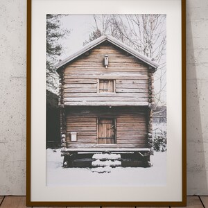 SET OF 6 Winter Forest Prints , Reindeer Photo, Log Cabin , Christmas ...