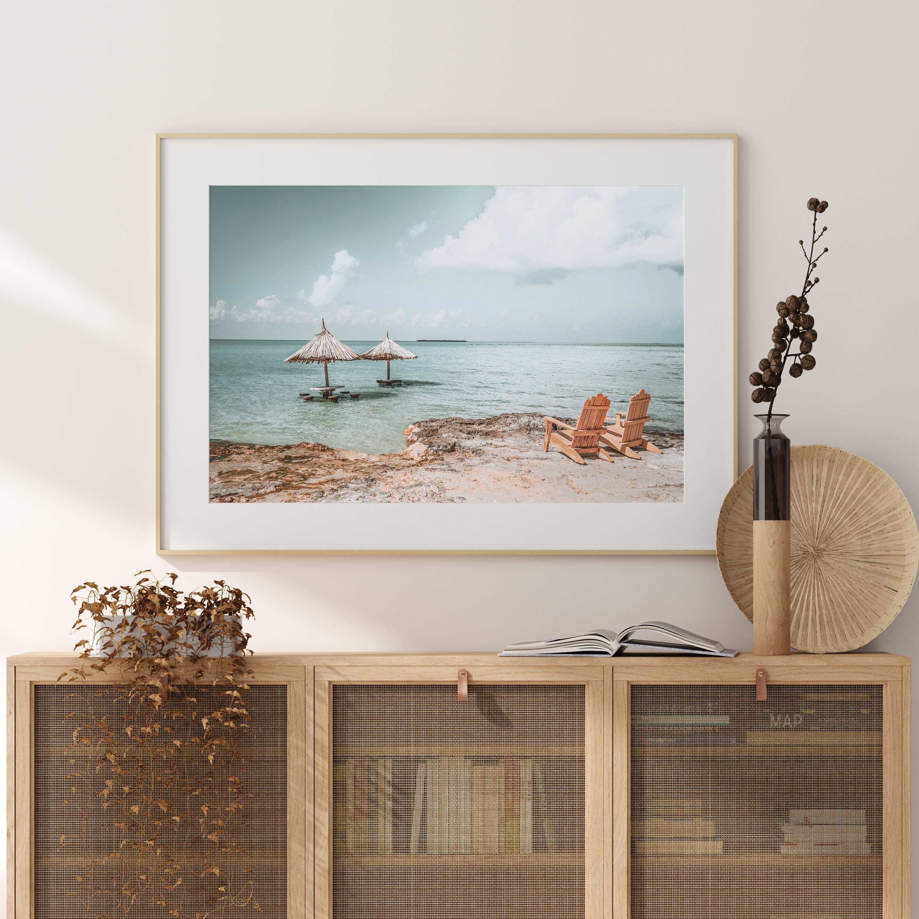 Printable Tropical Beach Photo With Beach Chairs and Straw - Etsy
