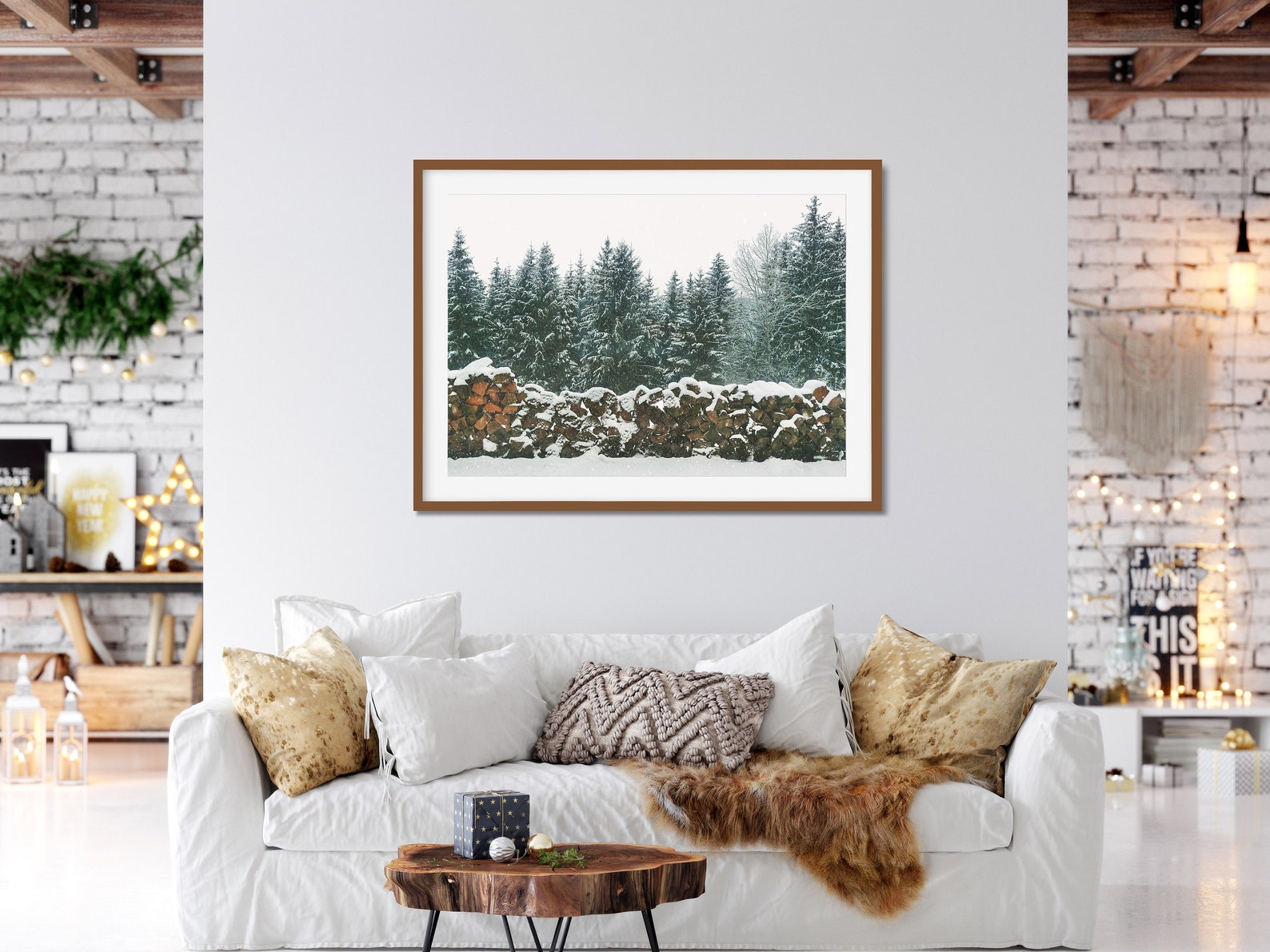 Printable Winter forest Photo rustic Christmas wall Decor | Etsy