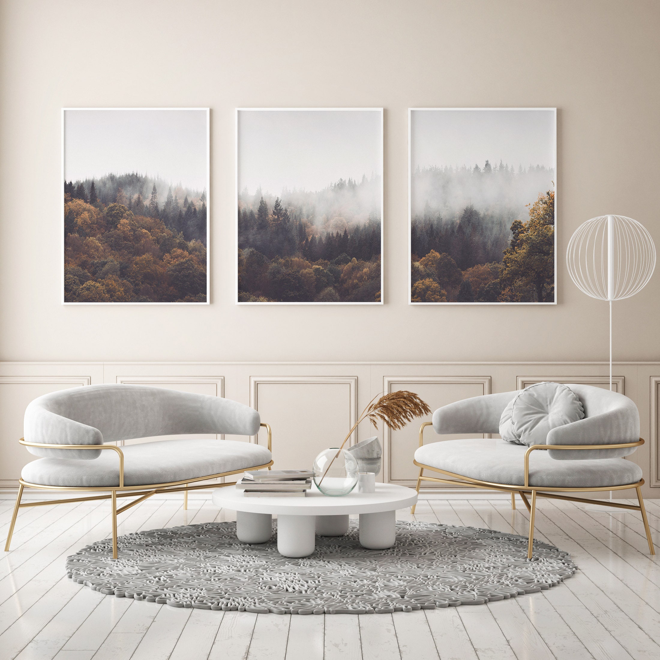 SET OF 3 Forest Prints, Panoramic Forest Wall Decor, Pine Trees ...
