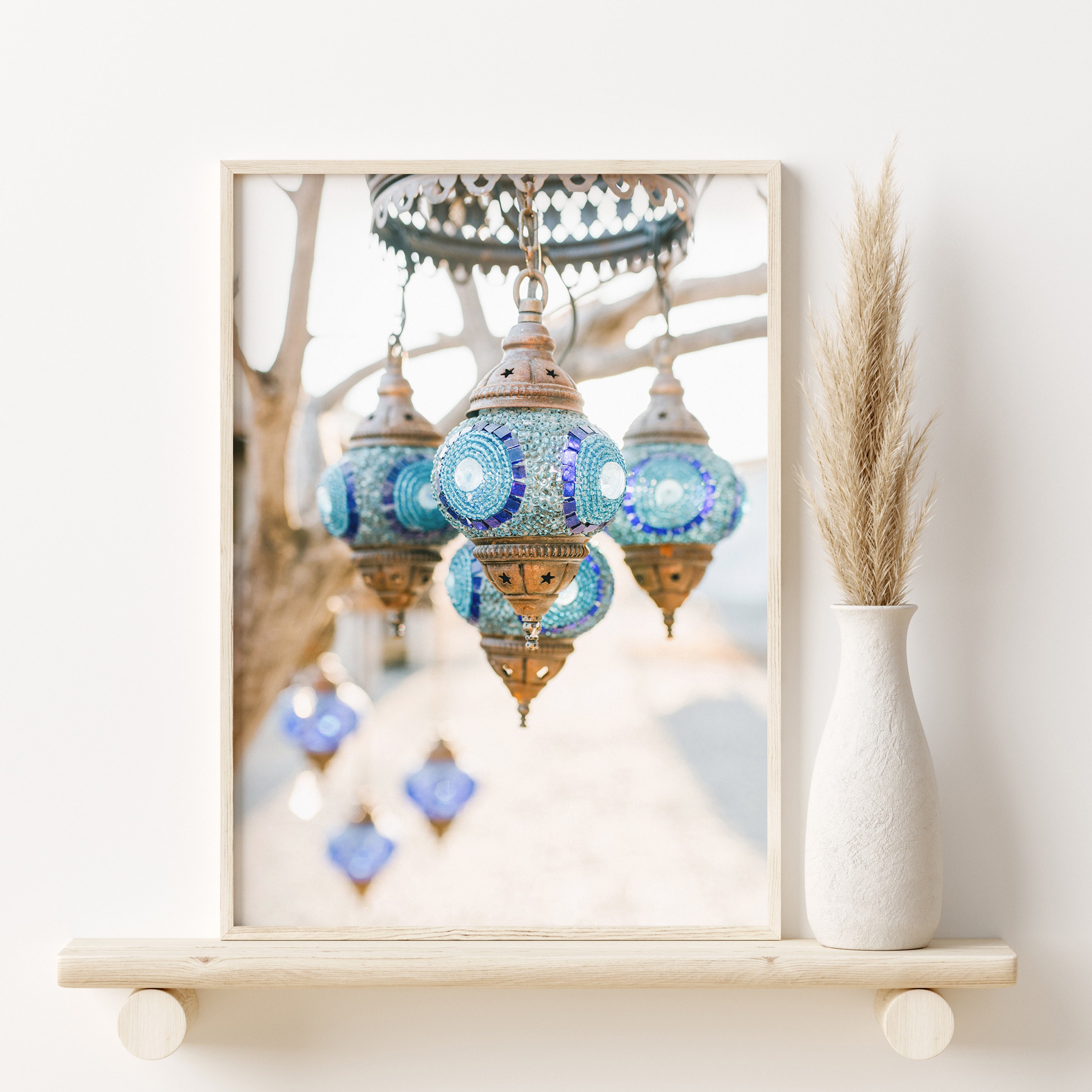 Blue Moroccan Coastal Set of 6 Prints, Beach Digital Art