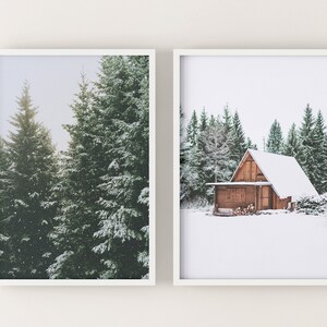 SET OF 6 Winter Forest Prints , Reindeer Photo, Chalet, Snow Christmas ...