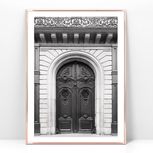 Download Printable photo of a Paris door, French architecture digital print, black and white door print