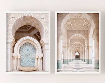 Printable Set of 2 Moroccan door photos, boho digital art print - Islamic architecture poster, neutral Arabic wall art, Instant Download