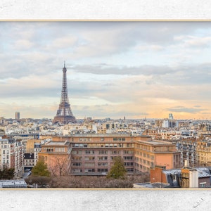 Download printable photo PARIS skyline Eiffel Tower pastel sky Digital Print
